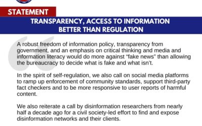 STATEMENT | Transparency, access to information better than regulation